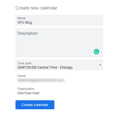Name a New Google Calendar